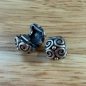 Retired Pandora Elemental Flow Clips - silver & 14k gold